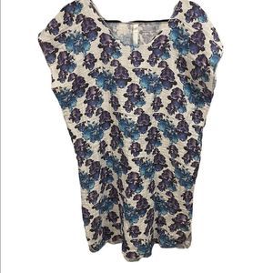 Sarah Klein Custom Blue Purple White Gladiolus Organic Cotton Sateen Dress